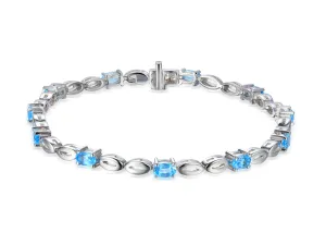 Amore Argento Sterling Silver Blue Topaz Link Bracelet