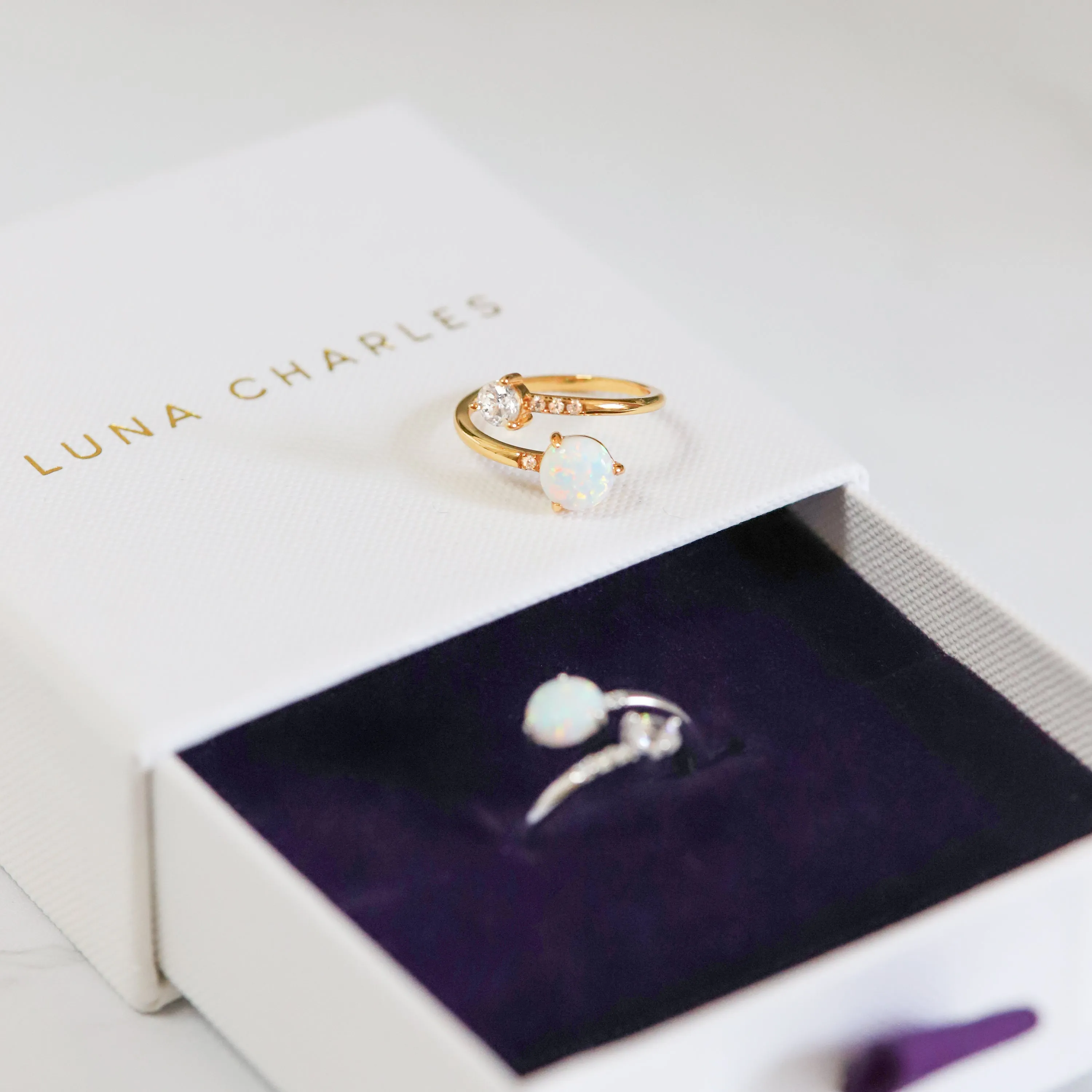 Anastasia Opal & Crystal Ring | 18K Gold Plated