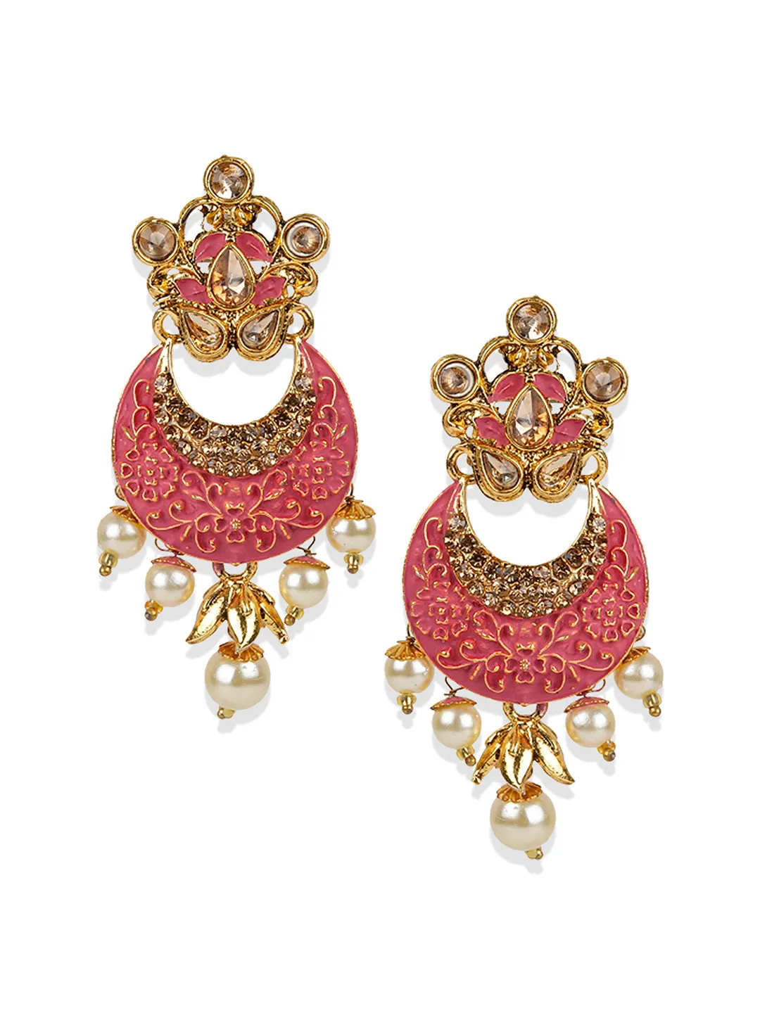 Antique Matte Gold Finish Meenakari Pearl Jewellery - Anikas Creation