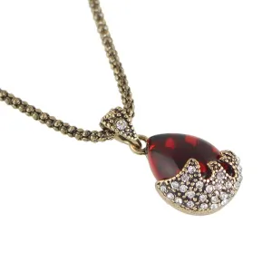 Antique Red Stone Water Drop Pendant Jewelry Set
