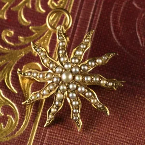 ANTIQUE VICTORIAN STAR BROOCH PENDANT BROOCH 14CT GOLD CIRCA 1880