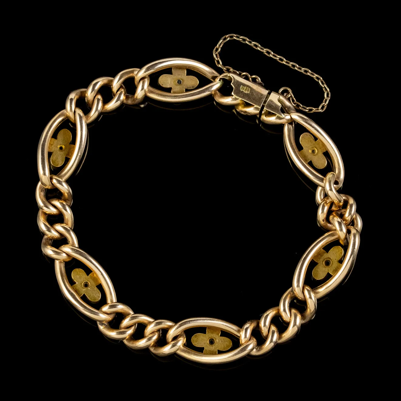 Antique Victorian Turquoise Curb Bracelet 15ct Gold Circa 1890