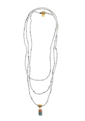 Aramis Beaded Layering Necklace - White Opal