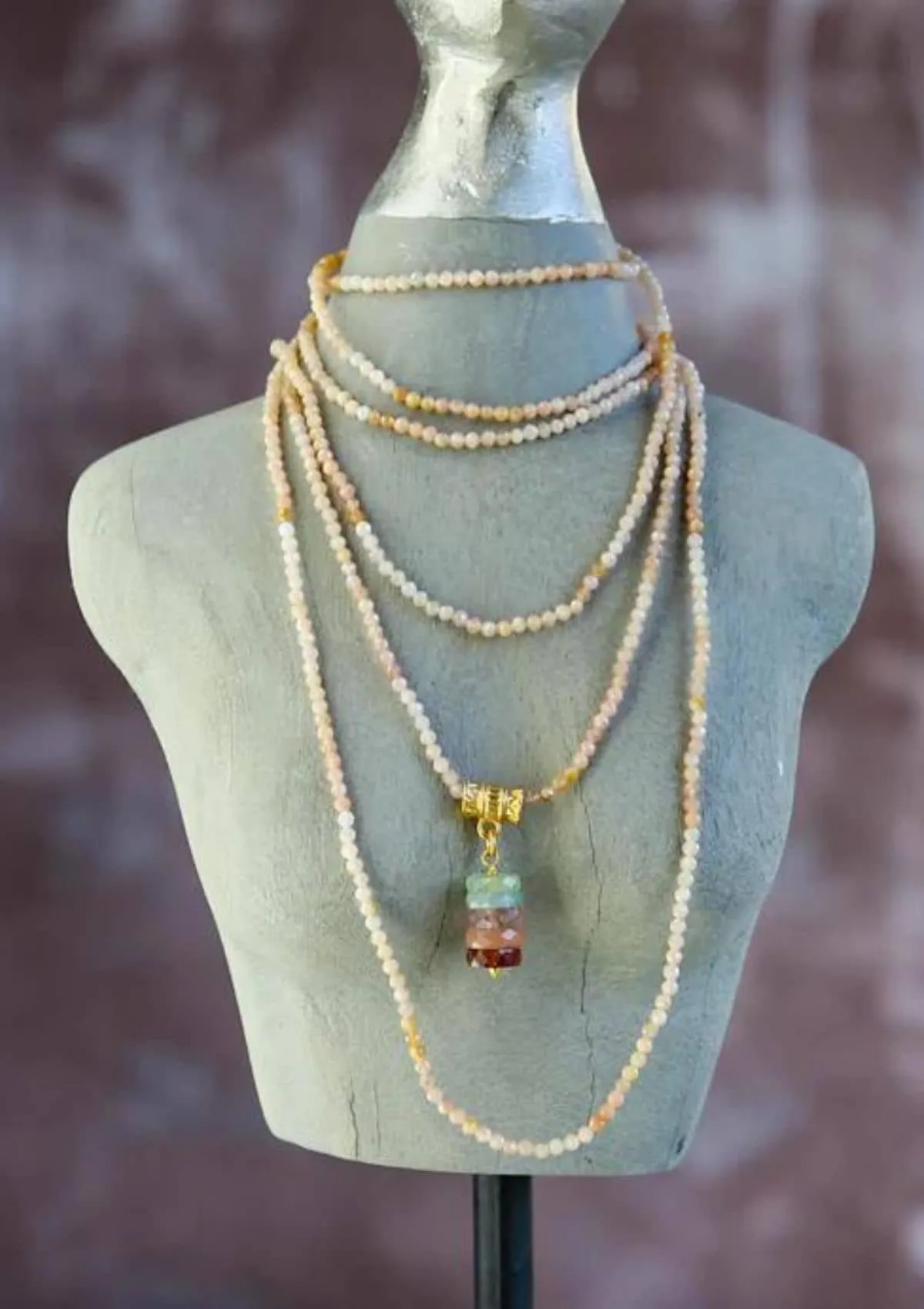Aramis Beaded Layering Necklace - White Opal