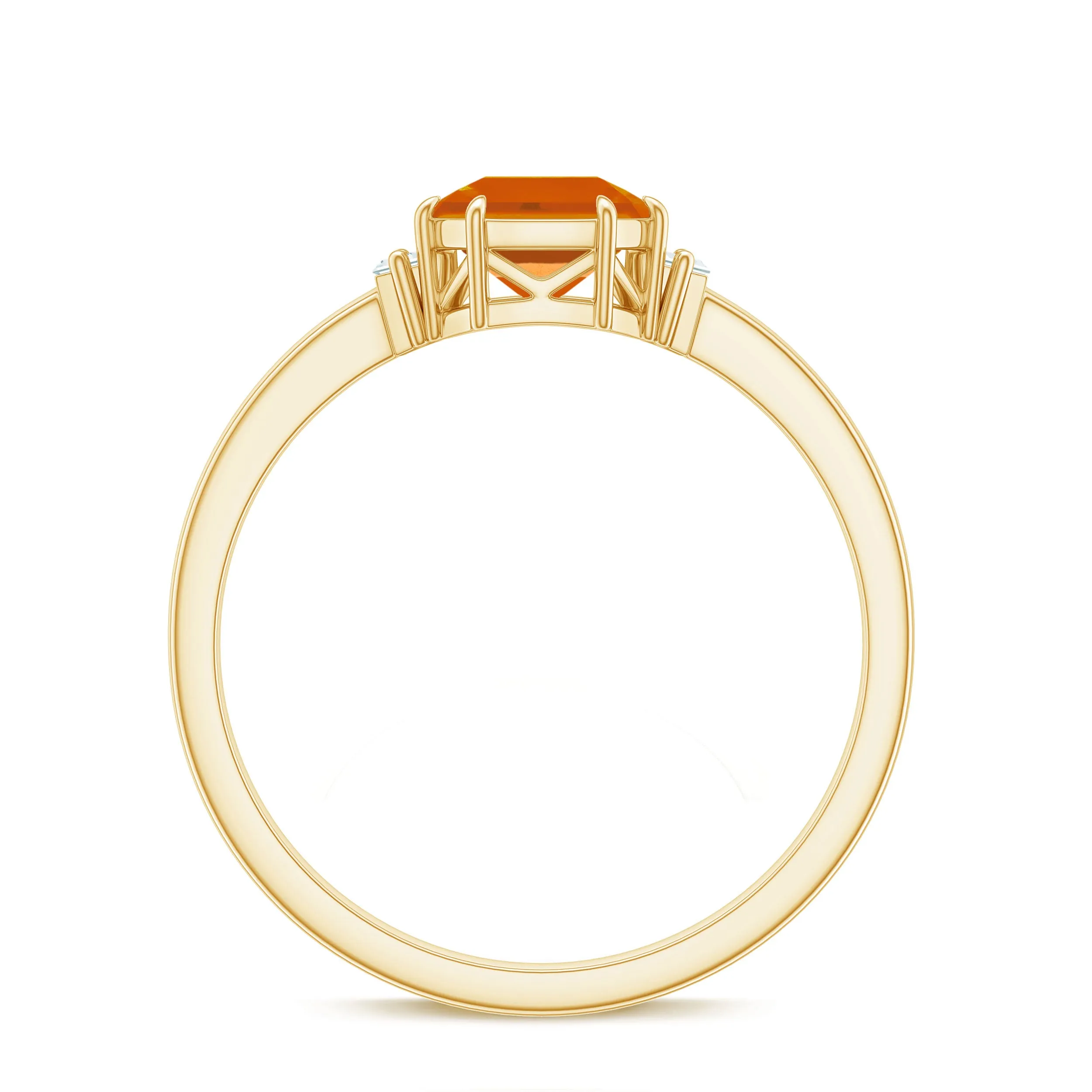 Asscher Cut Solitaire Fire Opal Engagement Ring with Diamond