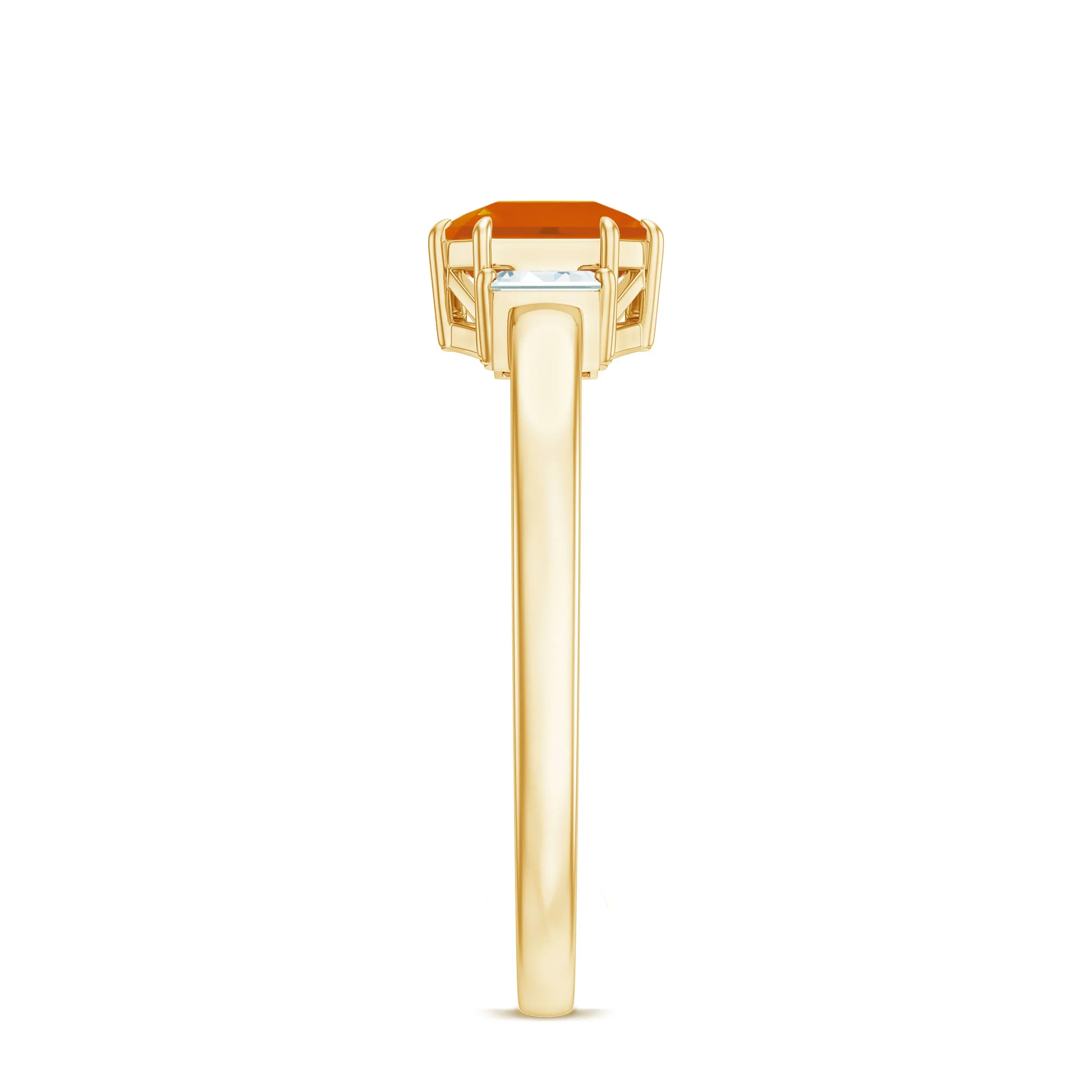 Asscher Cut Solitaire Fire Opal Engagement Ring with Diamond