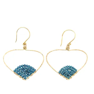 AVF Blue Topaz Beaded Spade-Shape Hoop Earrings (SI2350)