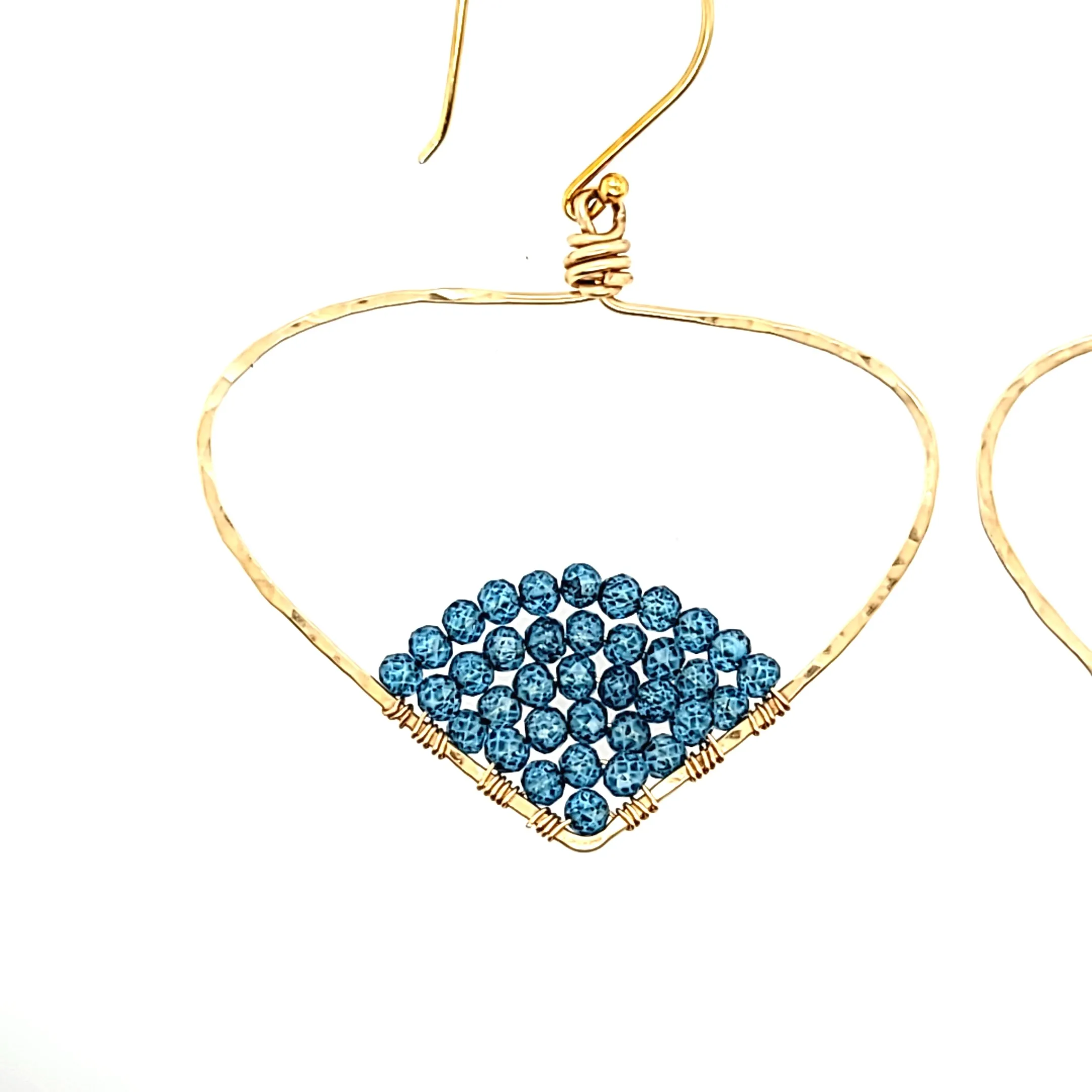 AVF Blue Topaz Beaded Spade-Shape Hoop Earrings (SI2350)