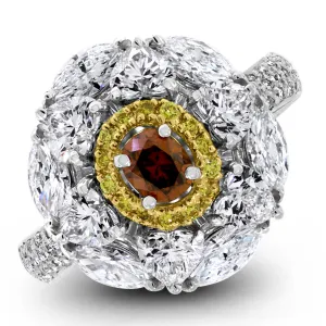 Ballerina Champagne Diamond Ring (2.44 ct Diamonds) in Gold