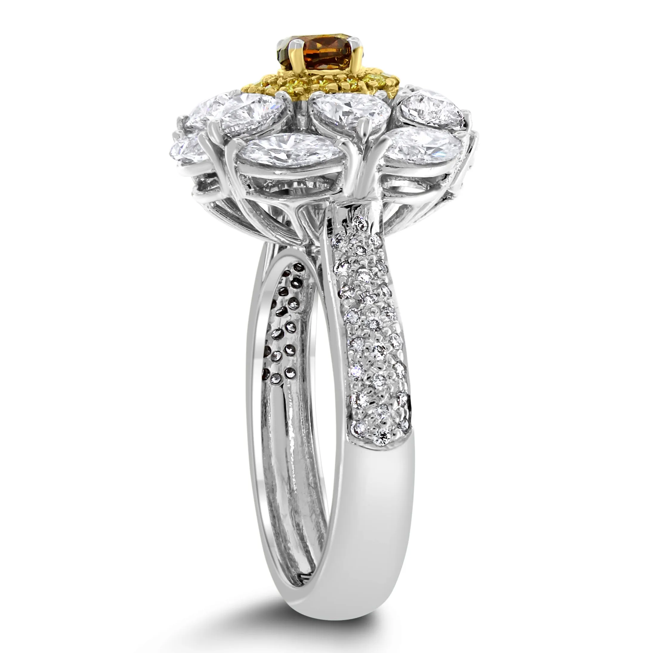 Ballerina Champagne Diamond Ring (2.44 ct Diamonds) in Gold