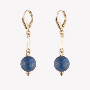 BEADED SPHERE DROP EARRINGS - LAPIS LAZULI