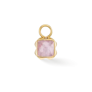 Birthstone October Charm Rose Quartz Gold
