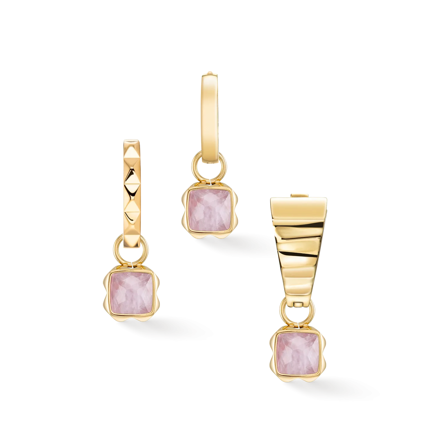 Birthstone October Charm Rose Quartz Gold