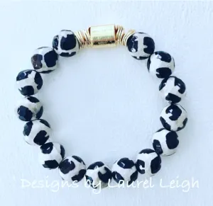 Black and White Tibetan Agate Gemstone Statement Bracelet