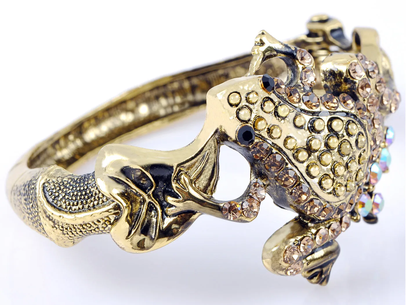 Black Eye Smoky Topaz Toad Frog Reptile Cuff Bracelet Bangle