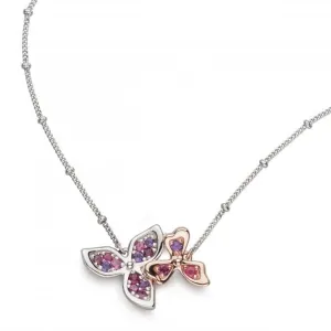 Blossom Petal Bloom Rose Rhodolite Ruby 17" Ball Chain Necklace 90272RAP