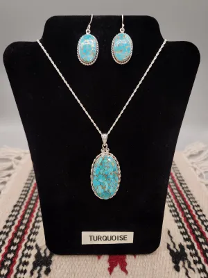 BLUE COPPER TURQUOISE NECKLACE AND EARRING SET