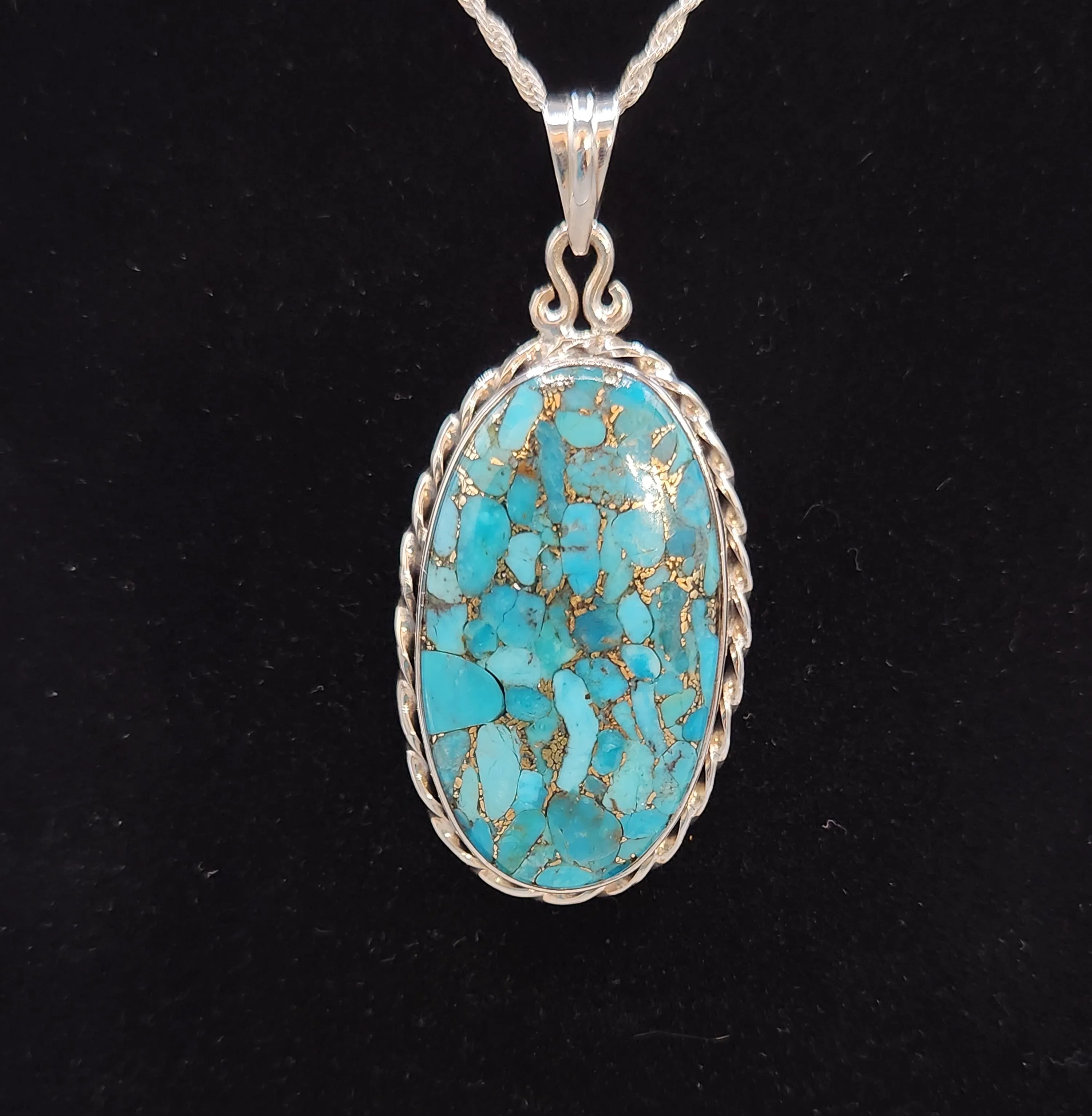BLUE COPPER TURQUOISE NECKLACE AND EARRING SET