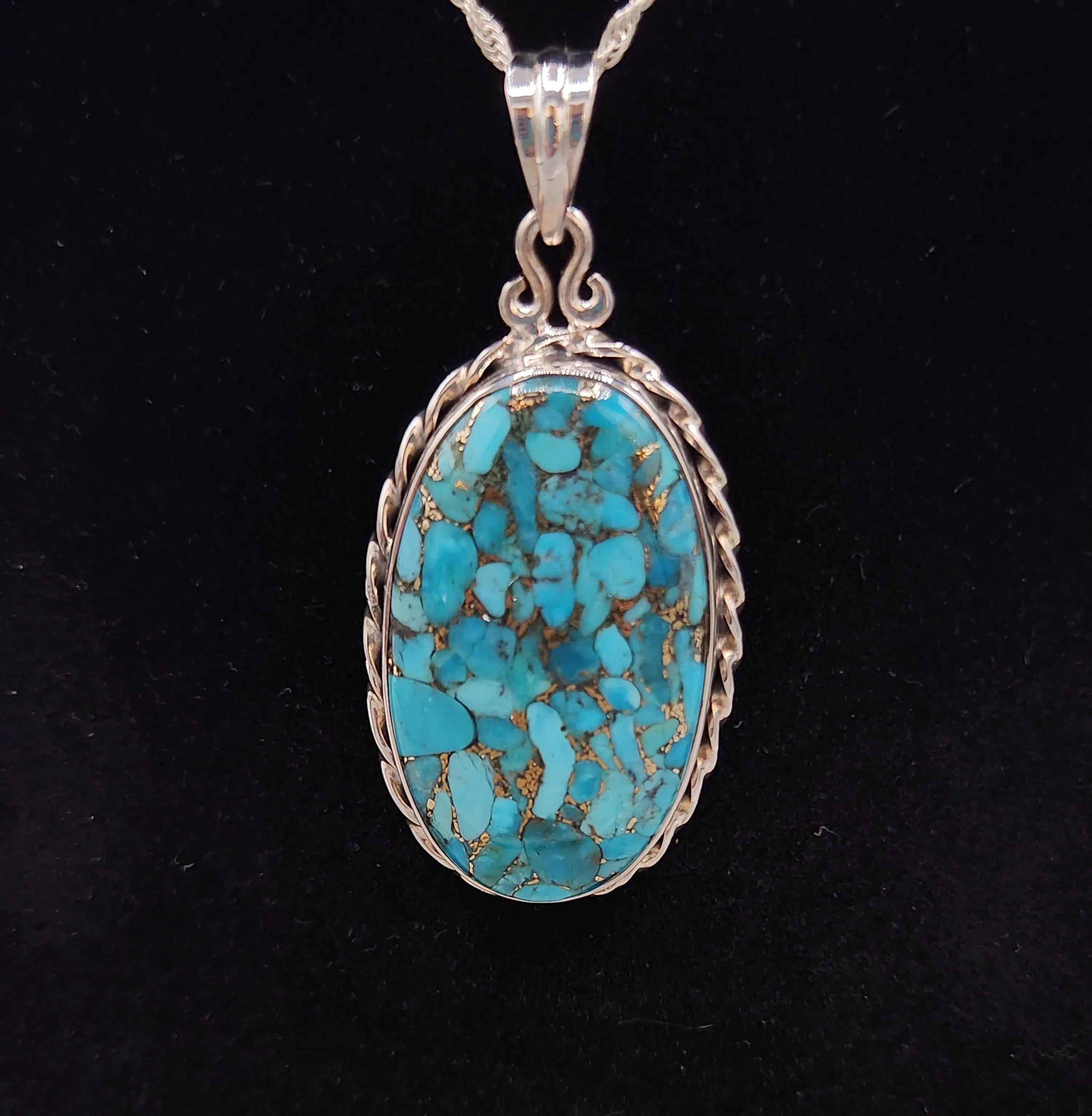 BLUE COPPER TURQUOISE NECKLACE AND EARRING SET