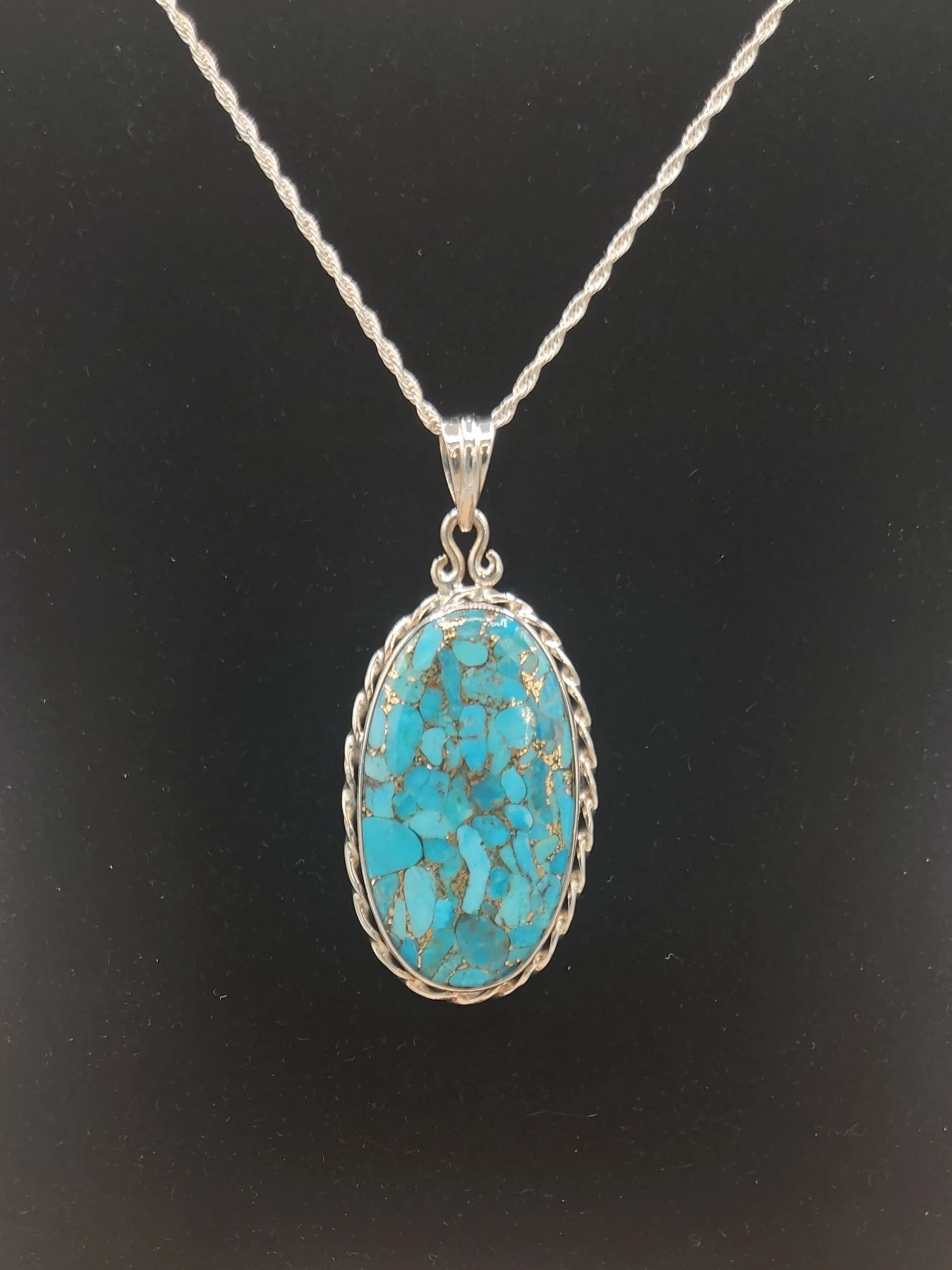 BLUE COPPER TURQUOISE NECKLACE AND EARRING SET