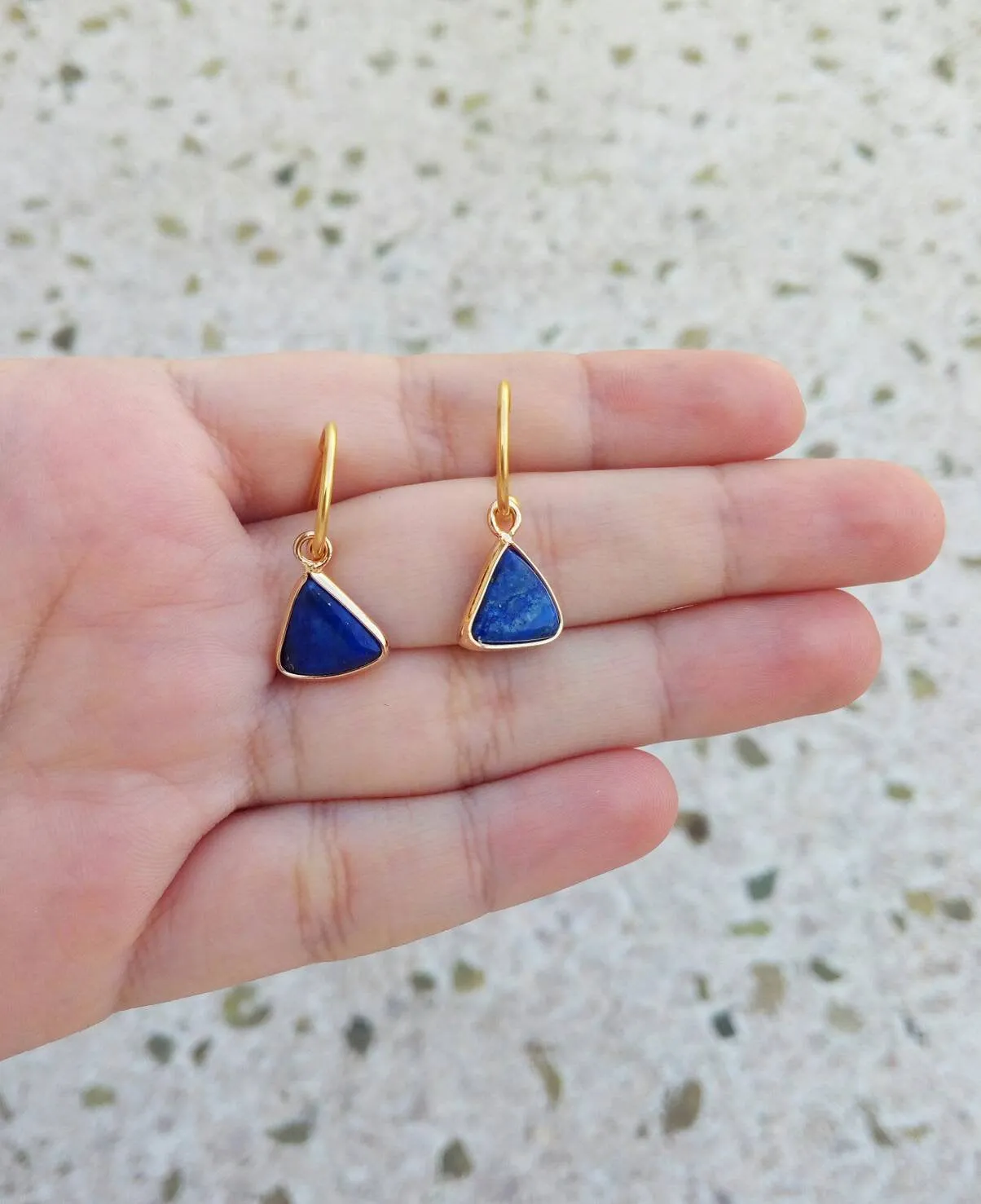 Blue Hoop Earrings, Lapis Earrings, Navy Blue Bridesmaid Jewelry