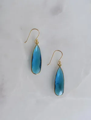 Blue Hydro Quartz Tear Drop Earrings
