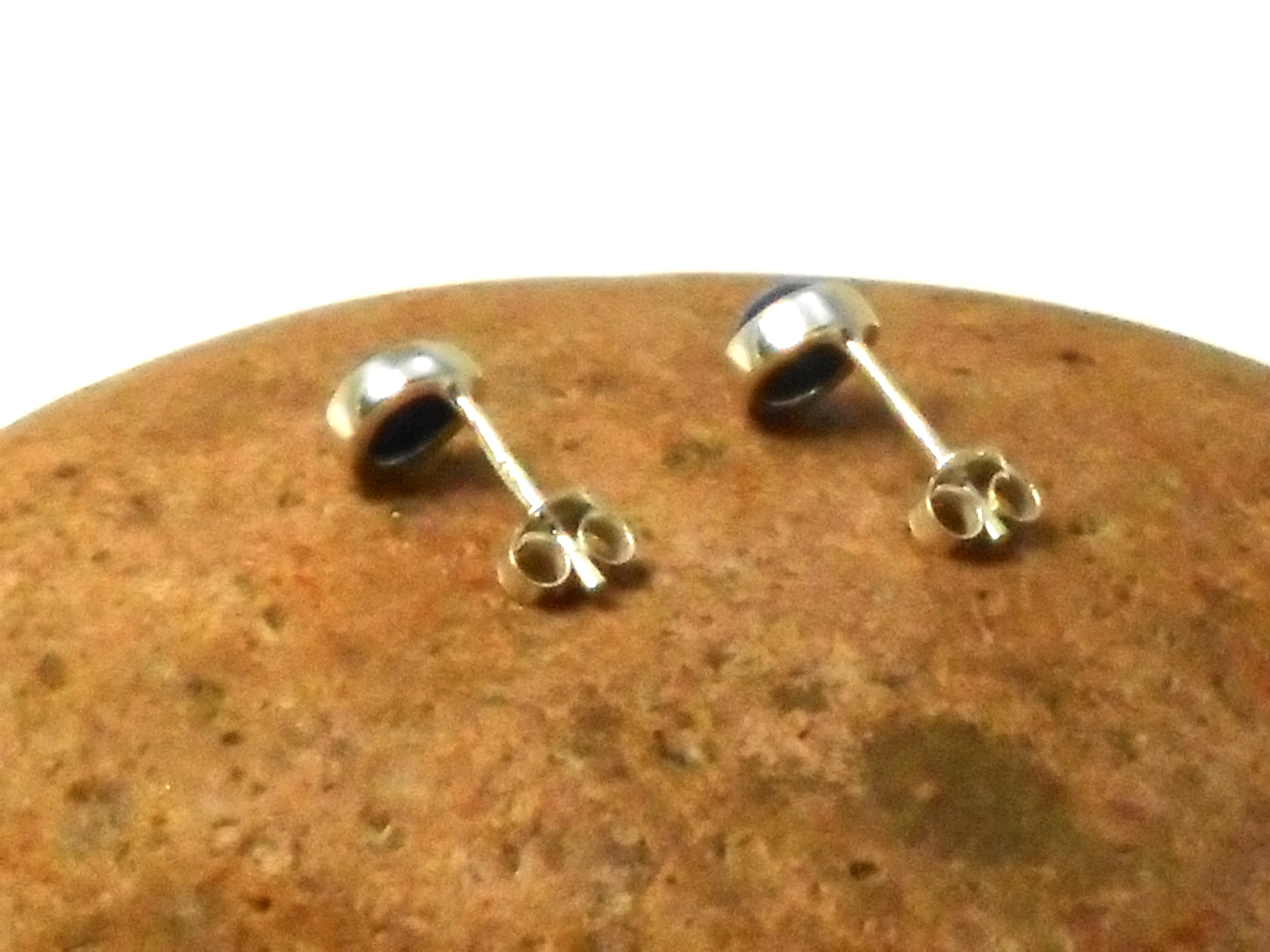 Blue LAPIS LAZULI Round Sterling Silver Stud Earrings 925 - 5 mm