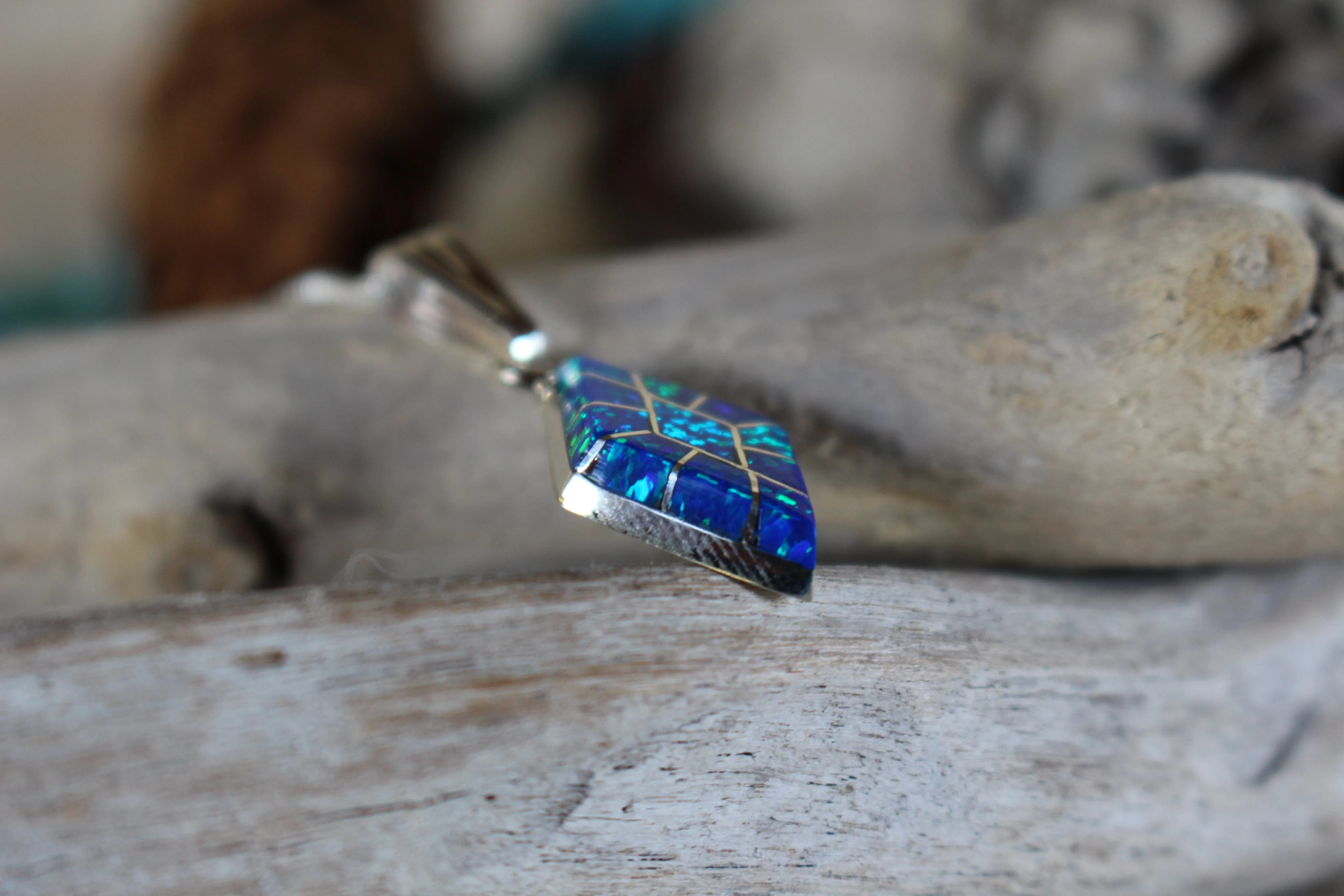 Blue Opal Diamonds Pendant