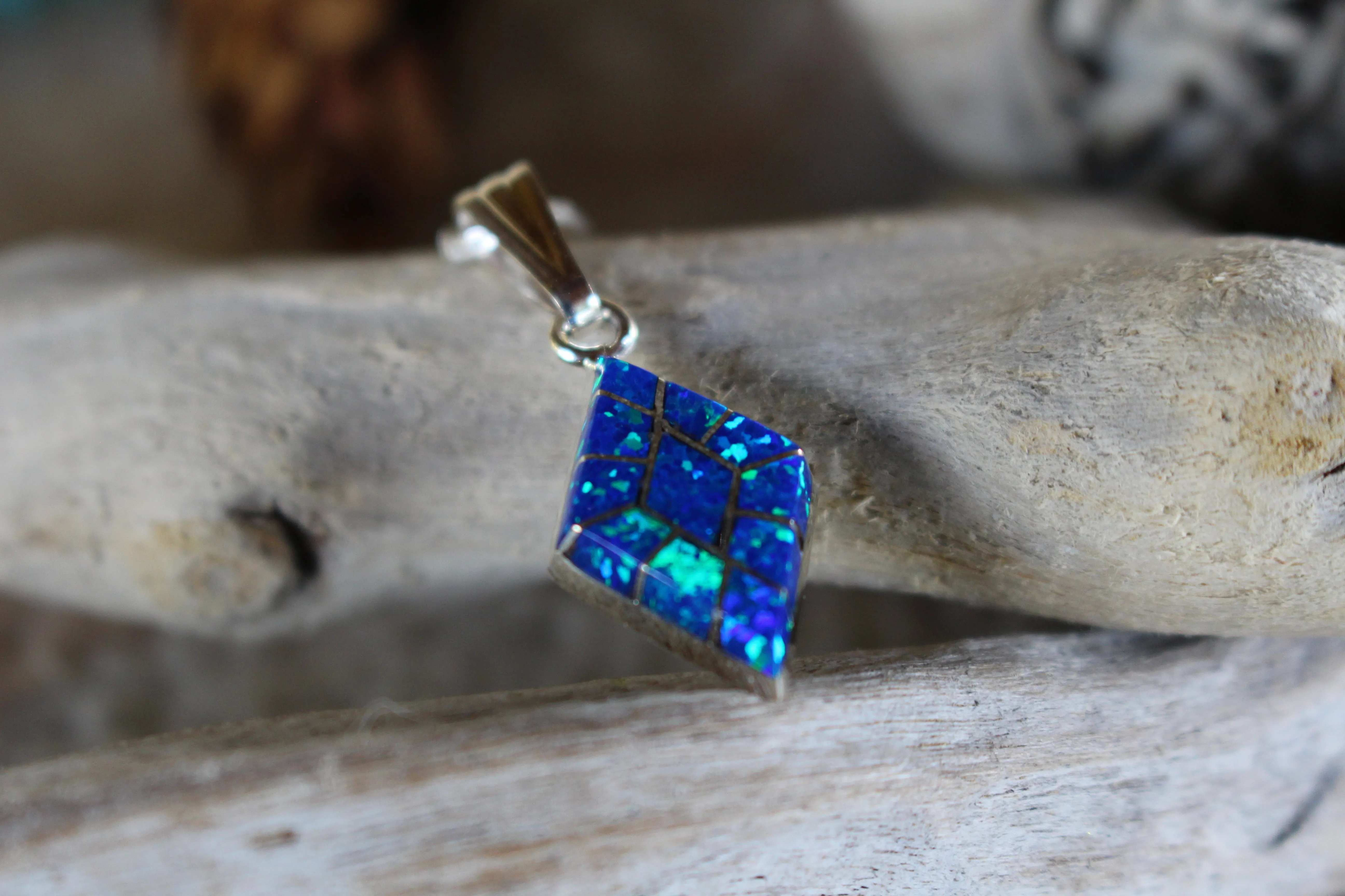 Blue Opal Diamonds Pendant