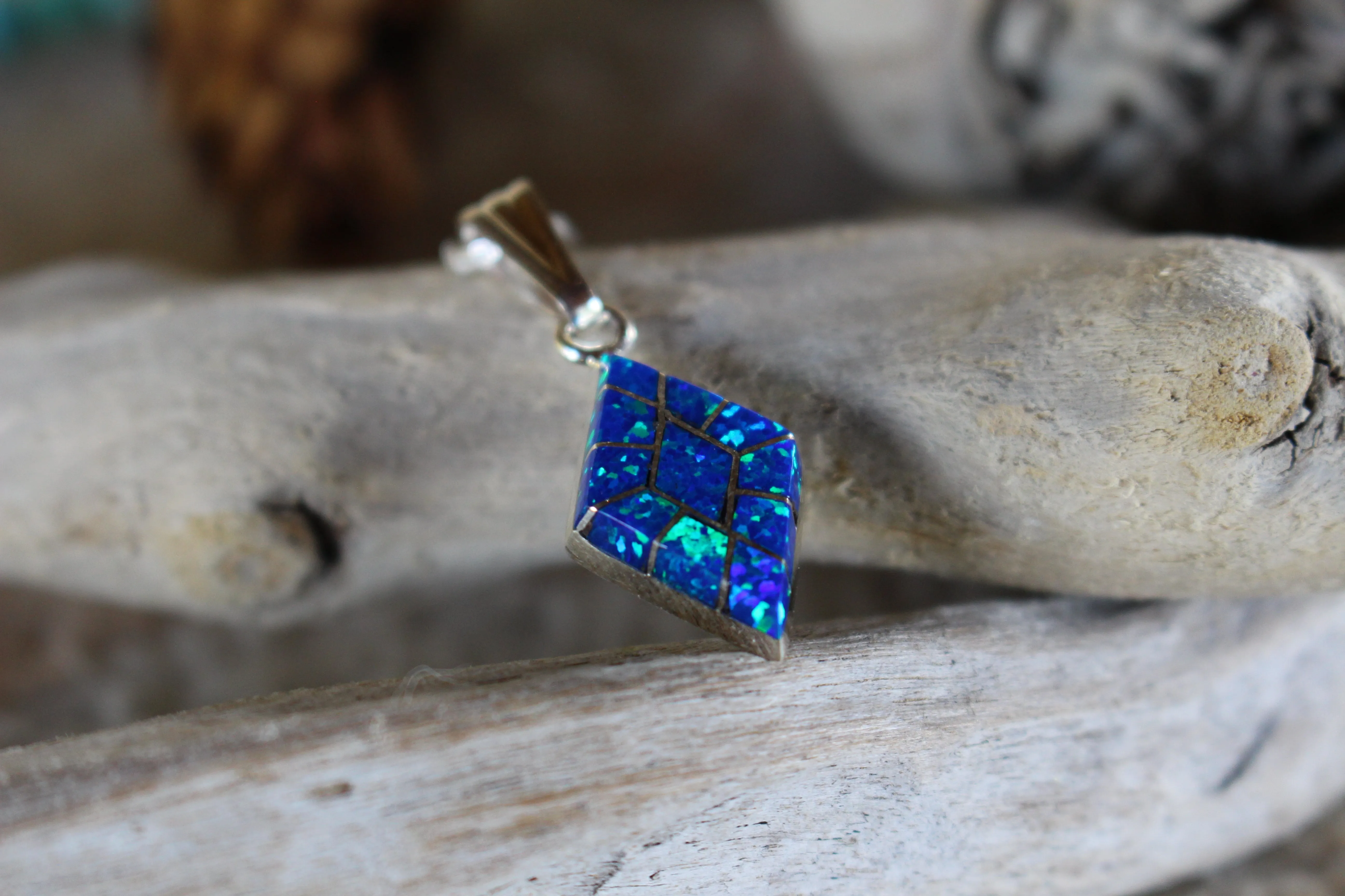 Blue Opal Diamonds Pendant