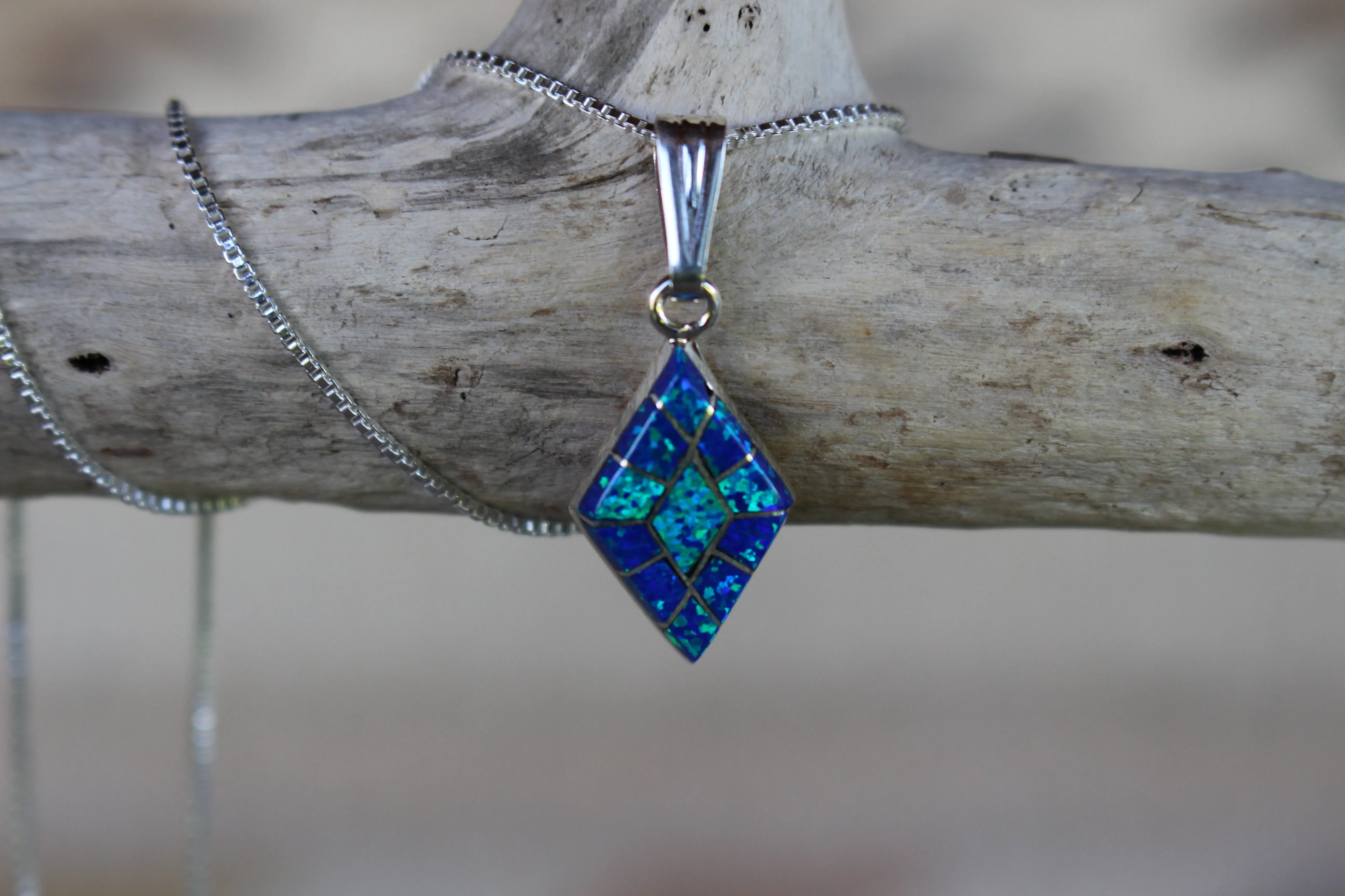Blue Opal Diamonds Pendant