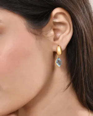 Blue Topaz Gold Loop Earrings