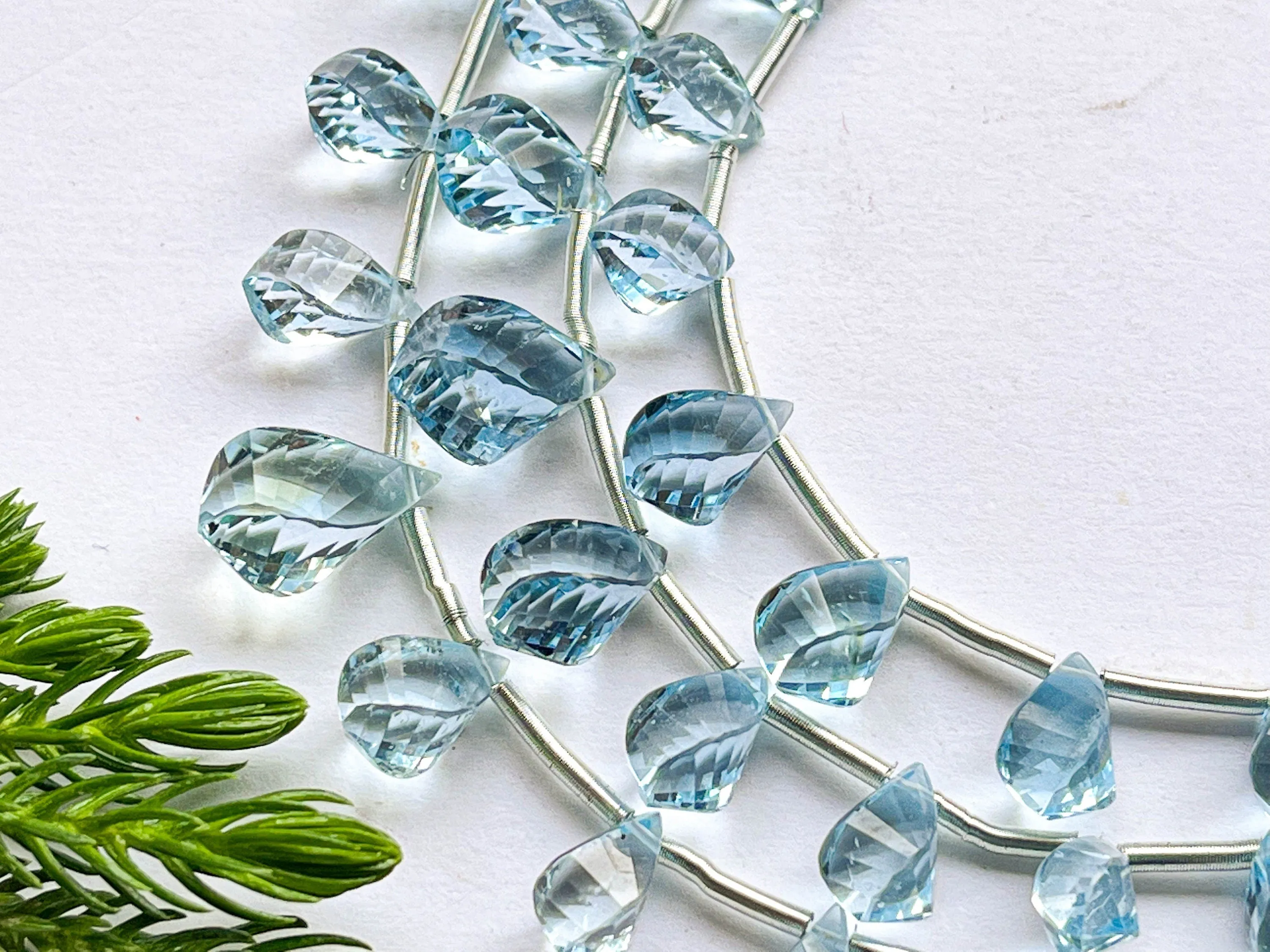 Blue Topaz Twisted Drops Faceted