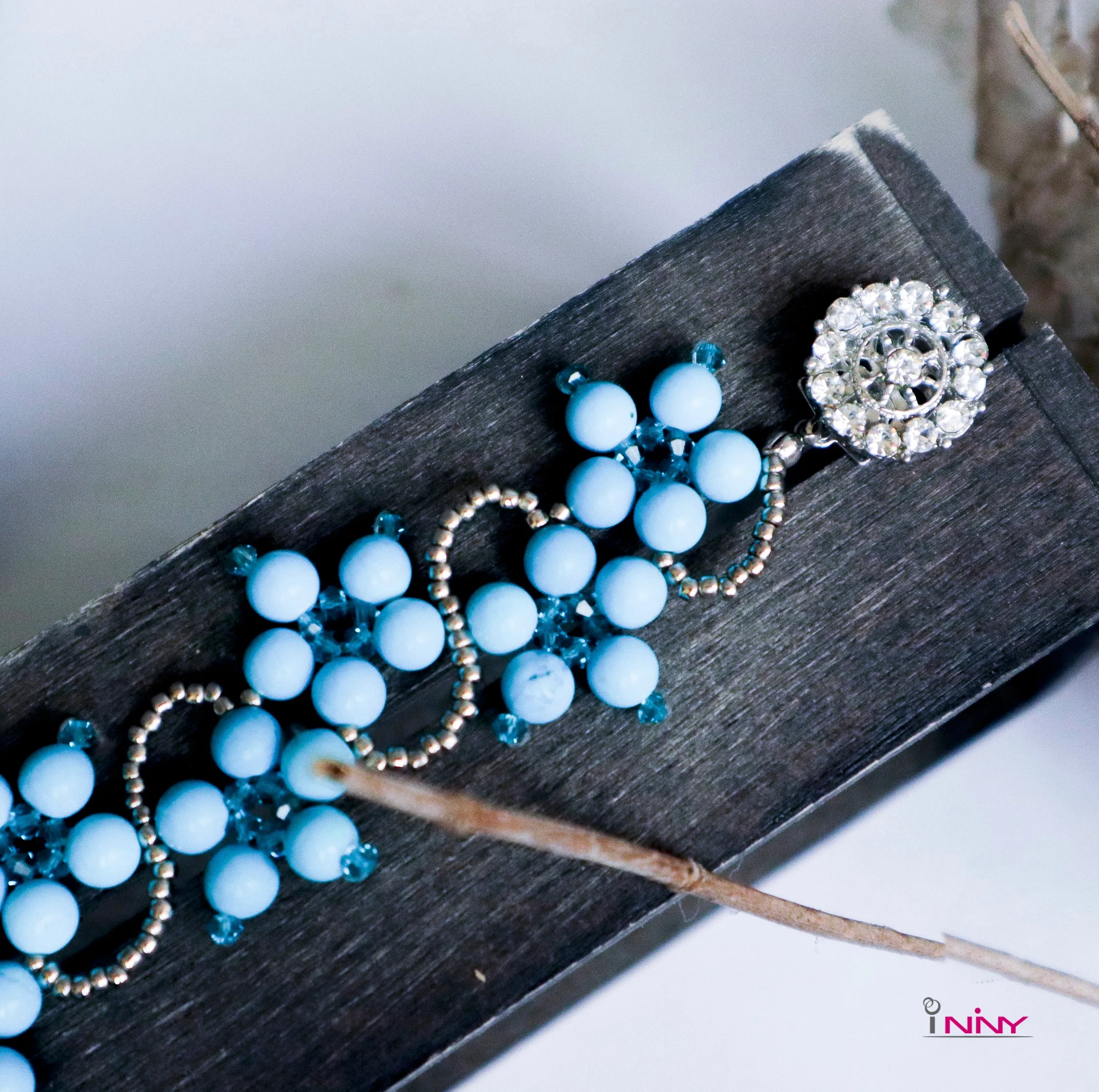 Blue Turquoise Flower Bracelet