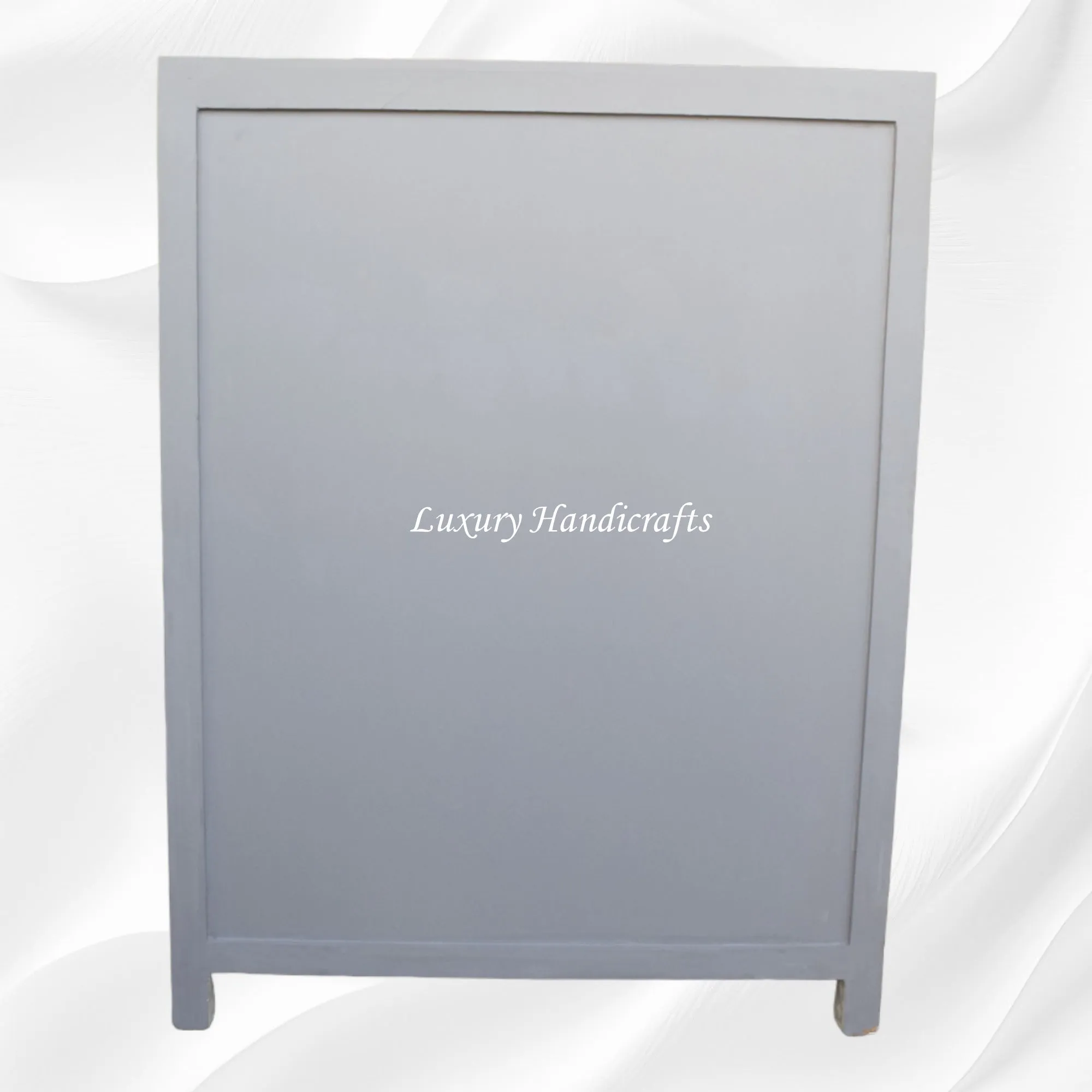 Bone Inlay 6 Drawer Chest Floral Design Dove Grey