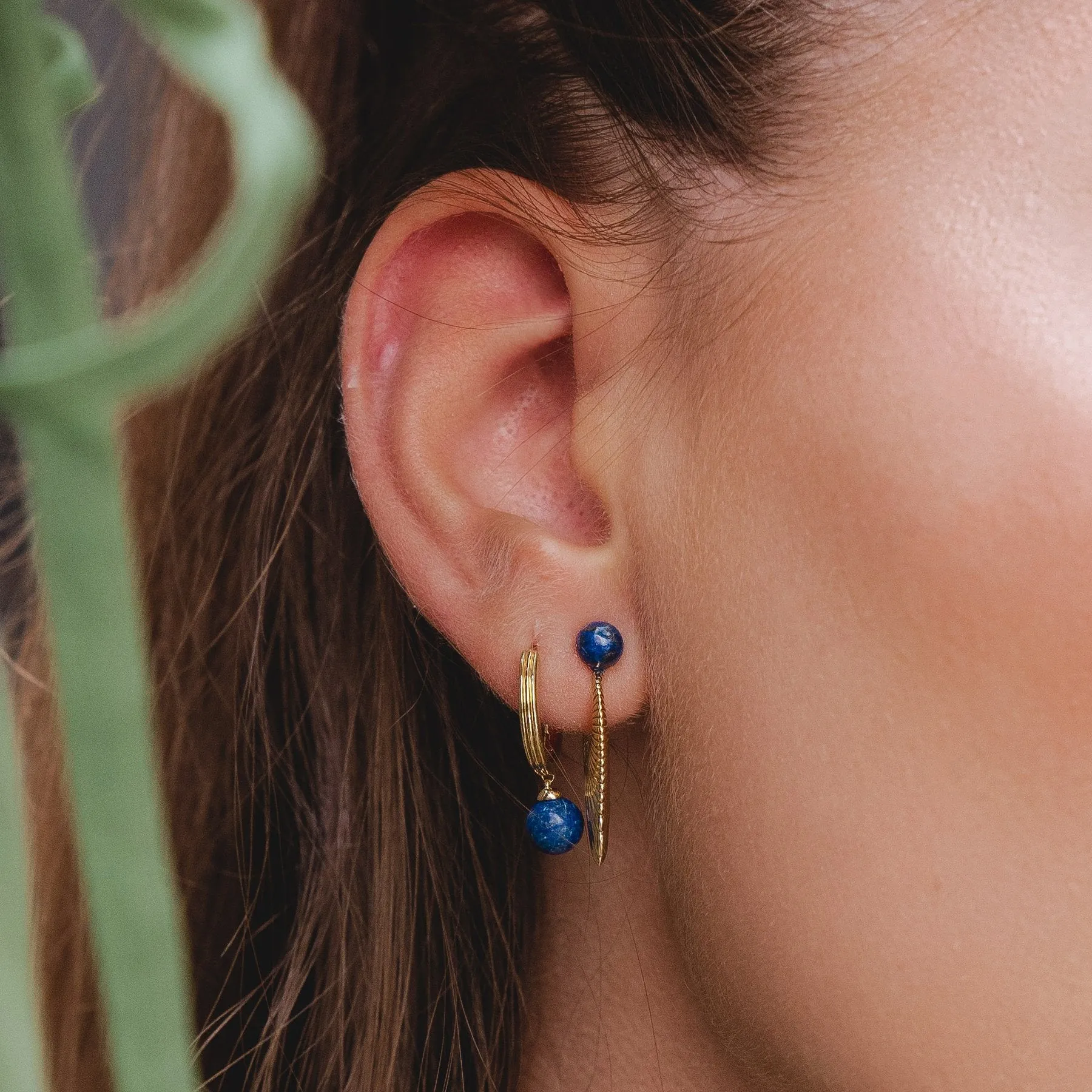 Boucles d'Oreilles Pendantes Eventail Caruso Lapis Lazuli