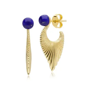 Boucles d'Oreilles Pendantes Eventail Caruso Lapis Lazuli