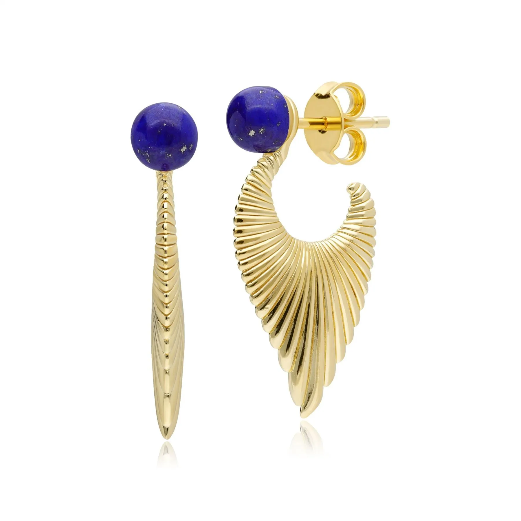 Boucles d'Oreilles Pendantes Eventail Caruso Lapis Lazuli