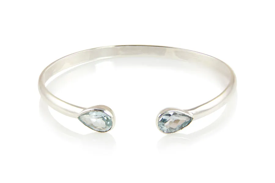 Bracelet - Bangle Sterling Silver & Blue Topaz