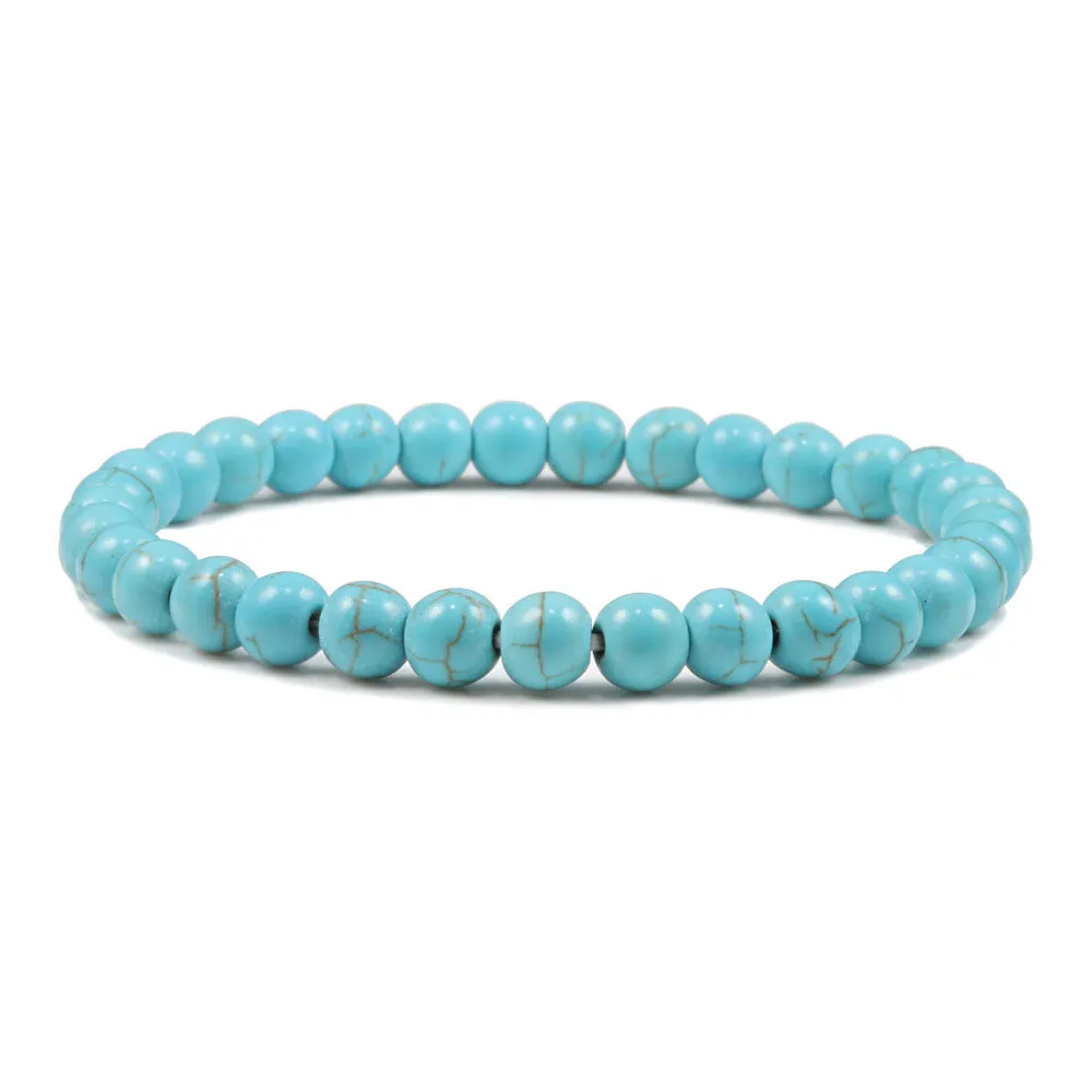 White 6mm Picture Stone Buddha Pearl Bracelet