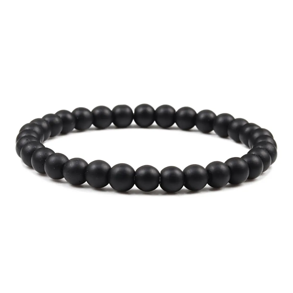 White 6mm Picture Stone Buddha Pearl Bracelet