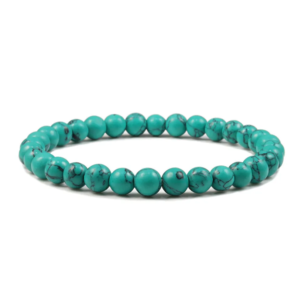 White 6mm Picture Stone Buddha Pearl Bracelet