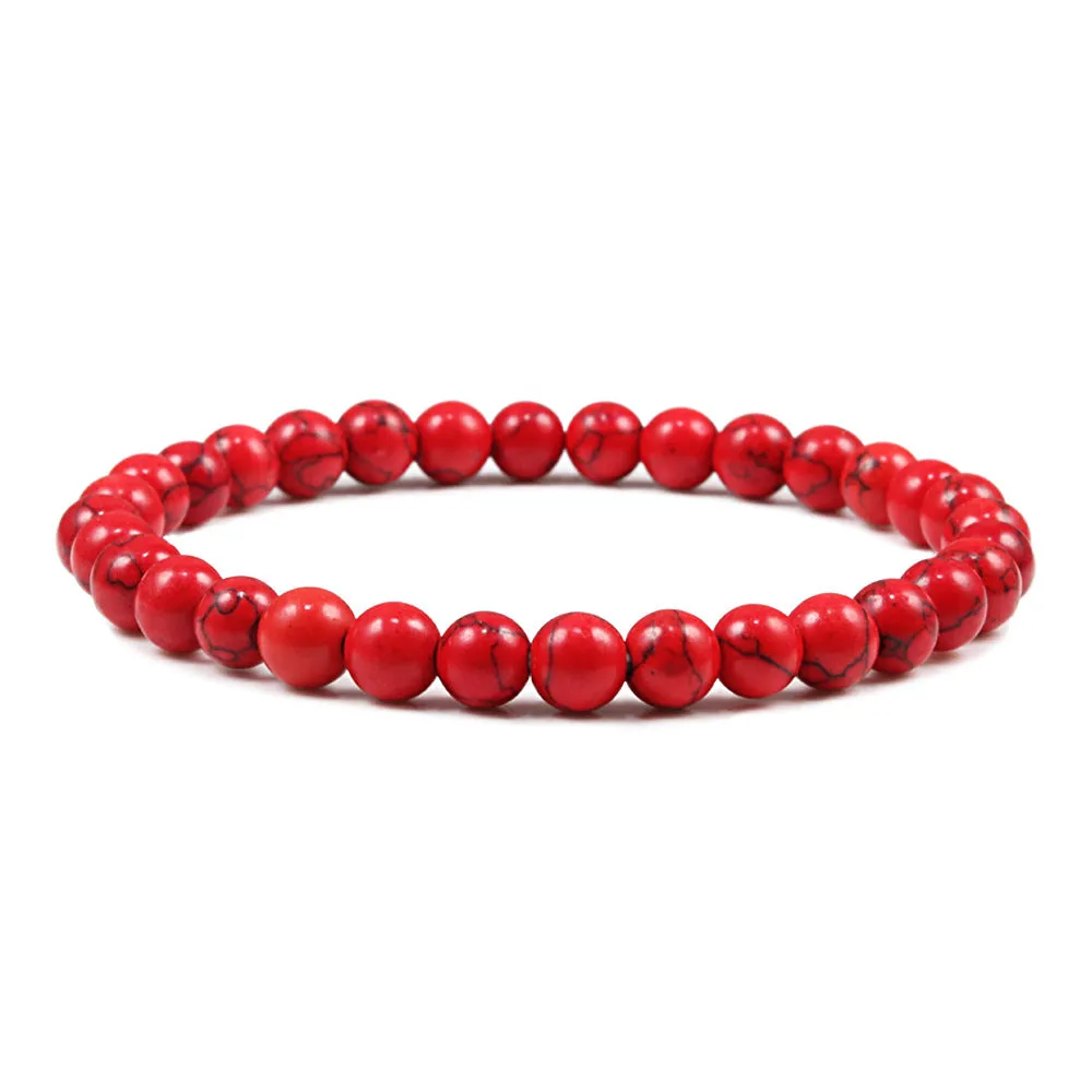 White 6mm Picture Stone Buddha Pearl Bracelet