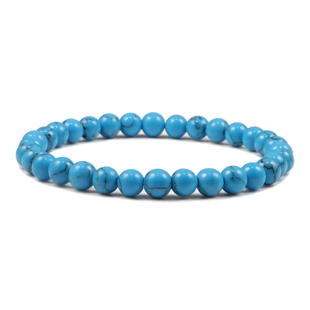 White 6mm Picture Stone Buddha Pearl Bracelet