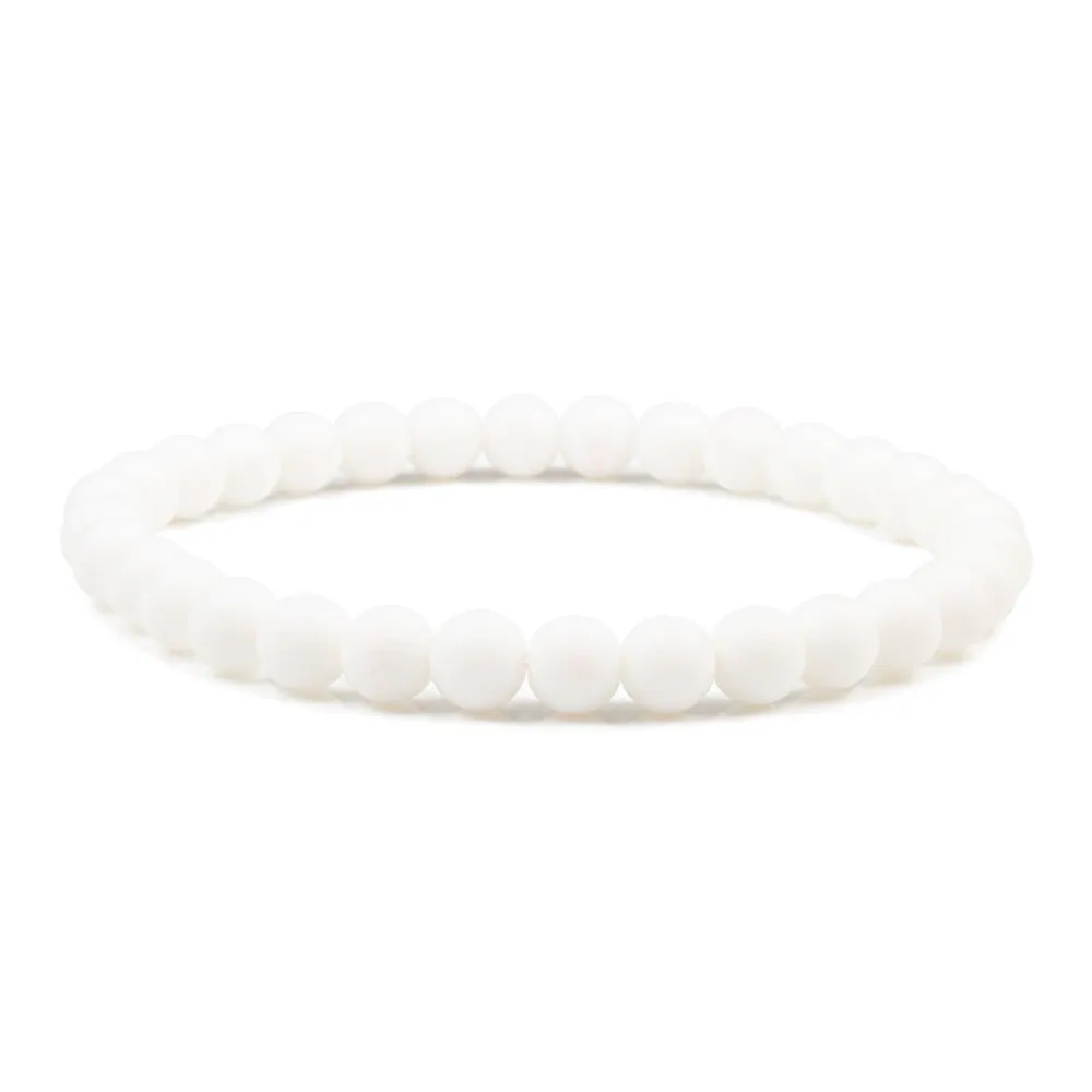 White 6mm Picture Stone Buddha Pearl Bracelet