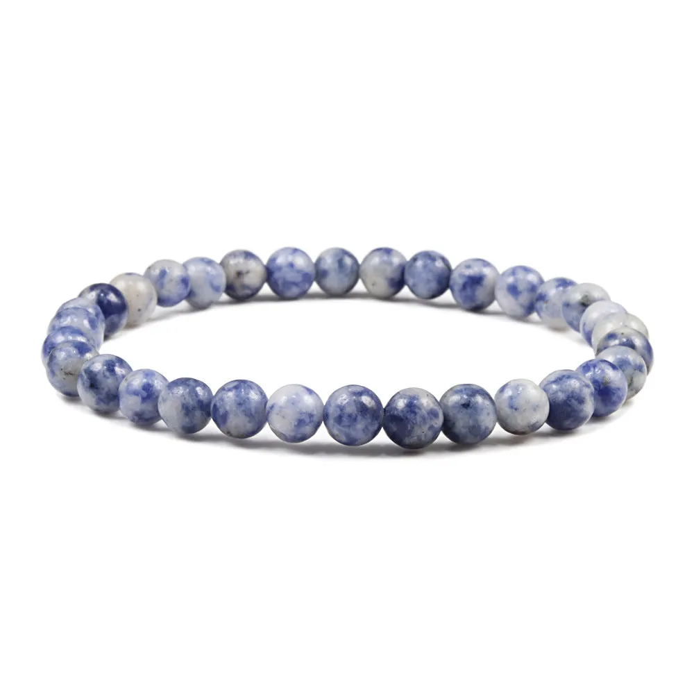 White 6mm Picture Stone Buddha Pearl Bracelet