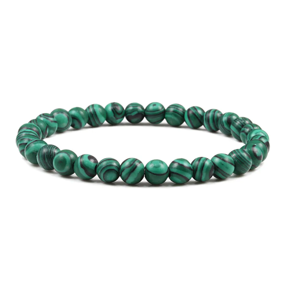 White 6mm Picture Stone Buddha Pearl Bracelet