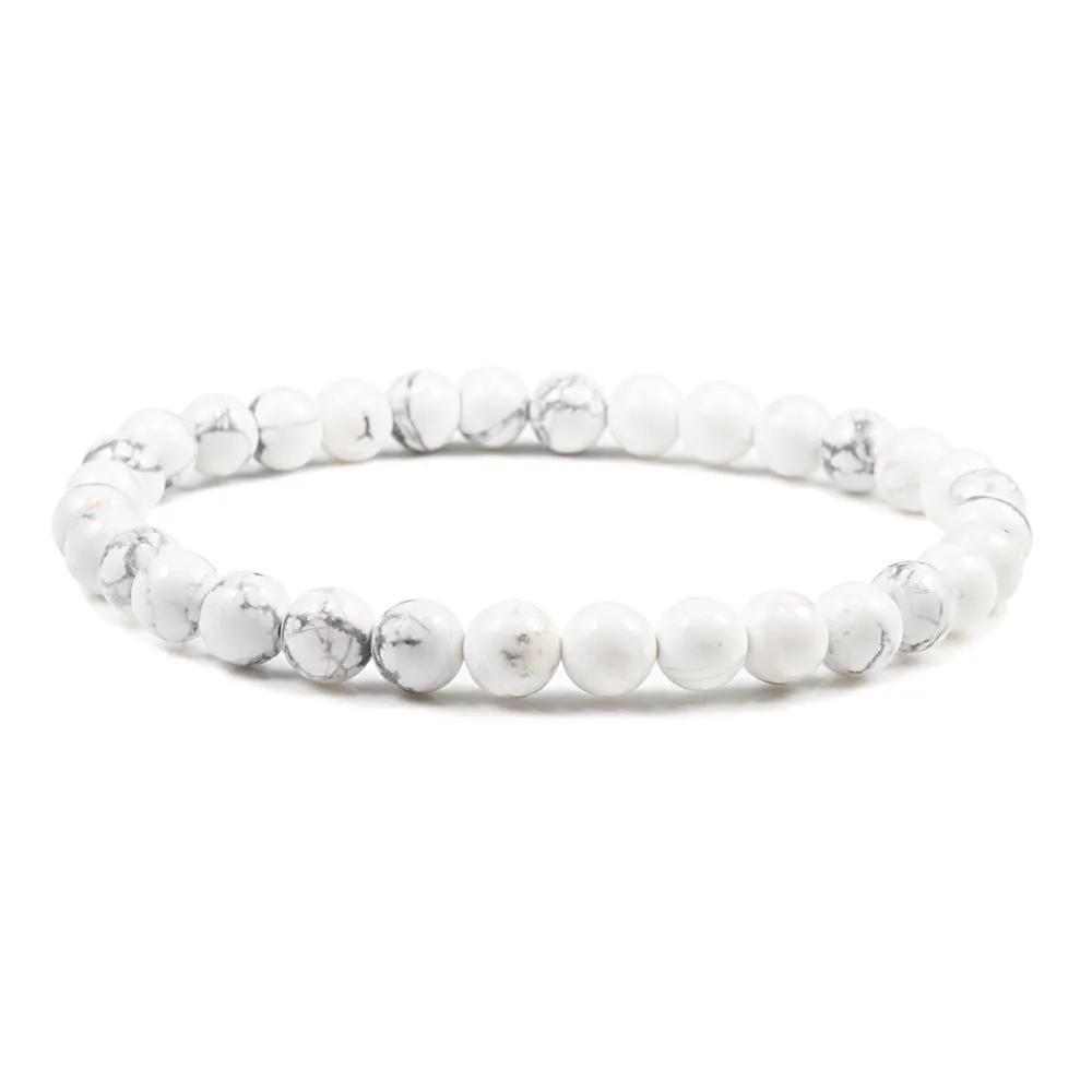 White 6mm Picture Stone Buddha Pearl Bracelet