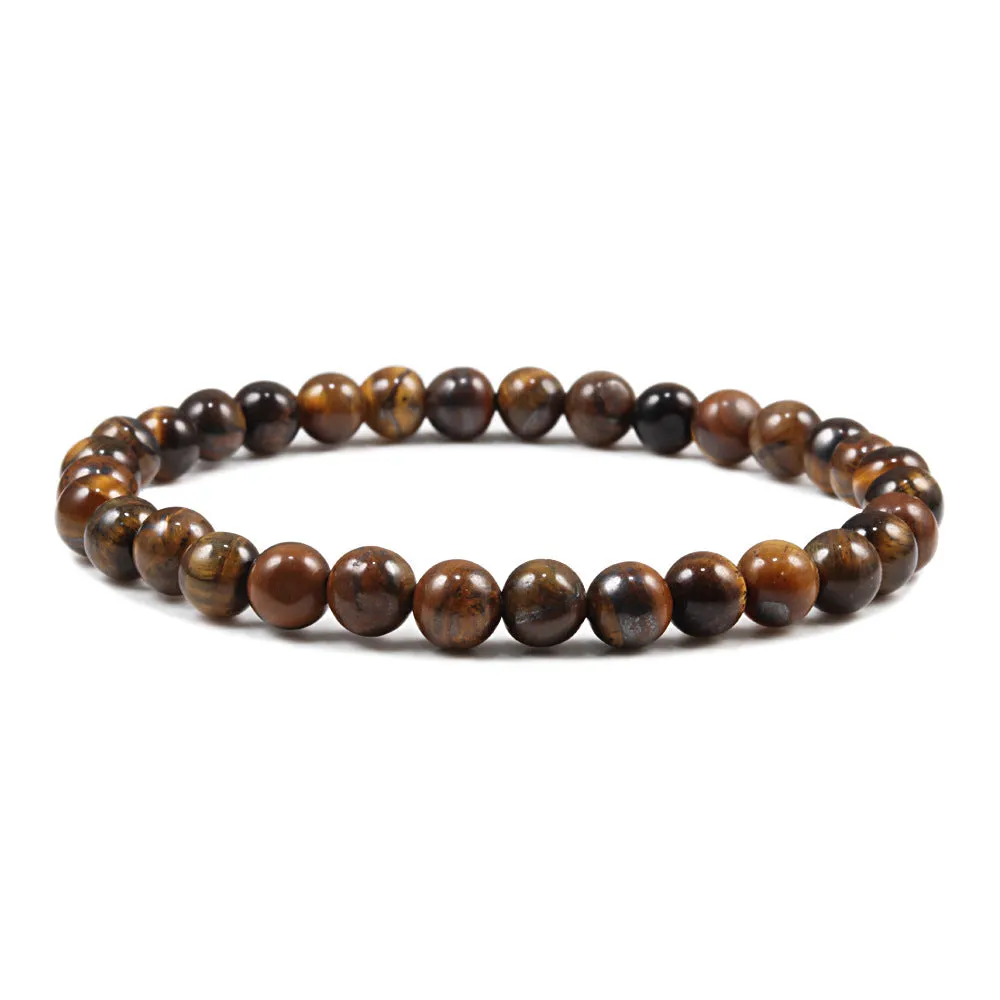 White 6mm Picture Stone Buddha Pearl Bracelet