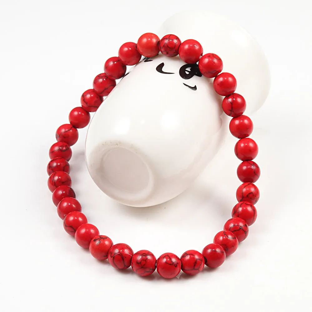 White 6mm Picture Stone Buddha Pearl Bracelet